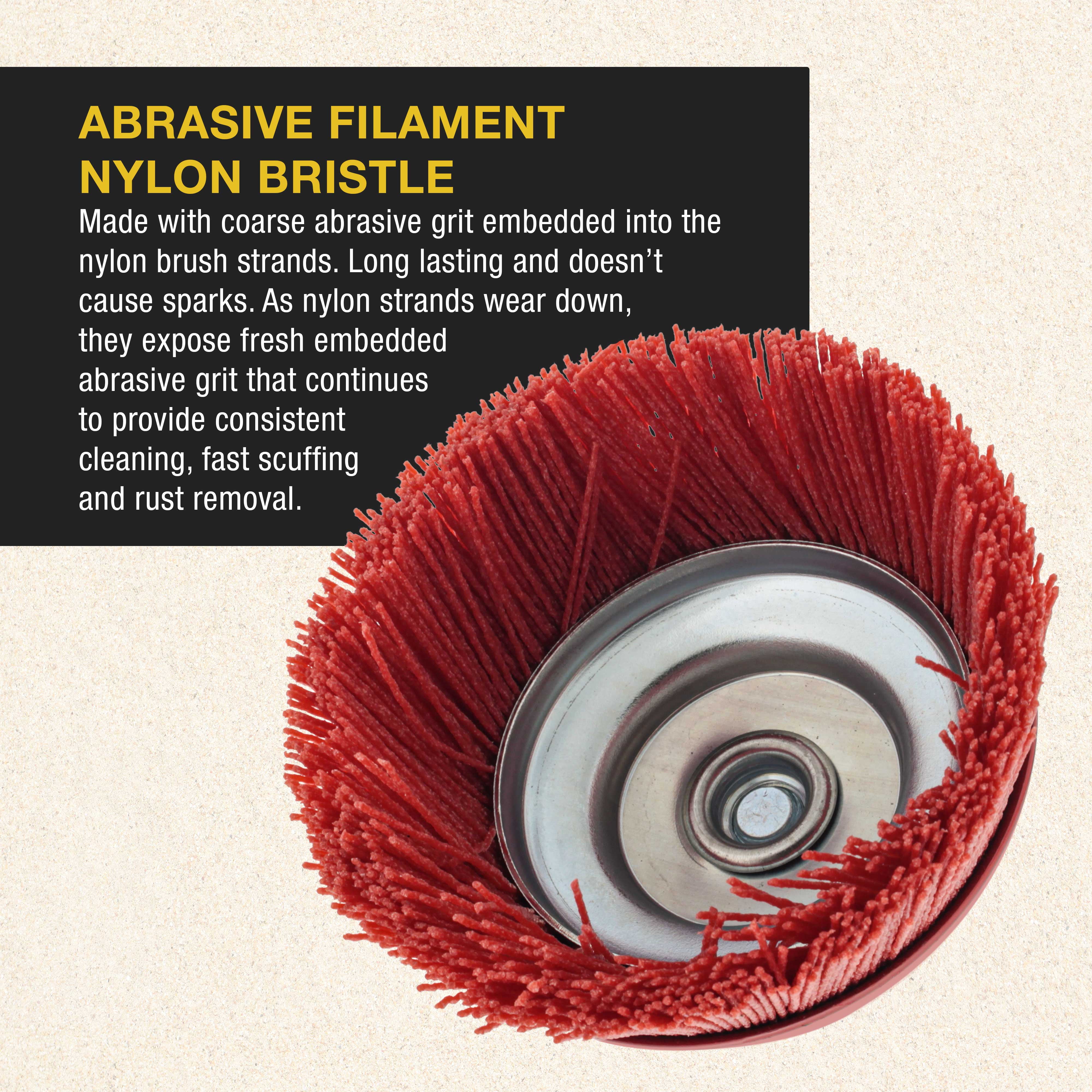 1/4" Drill 6 pc Abrasive Filament Nylon Bristle Drill Wheel and Cup Brush Set