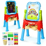 Beefunni Easel for Kids,Drawing Board Magnetic Art Easel, Adjustable Standing Art Easel Gifts for Toddlers Boys 3-6 Years