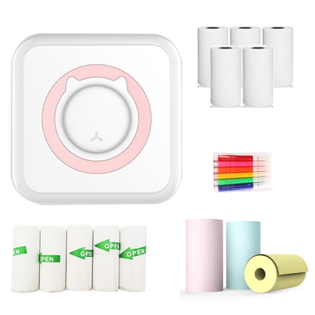 Économies d'Été Liquidation Articles Maison Offres! Liquidation Articles pour Maison Thermique Portable Bluetooth 57mm Sans Fil POS Image Thermique Photo pour Android IOS Téléphone Mobile 5 Rouleaux de Papier Thermique