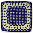 thumbnail image 2 of Polish Pottery 7¾-inch Square Bowl (Peacock Theme) Hand Painted in Boleslawiec, Poland + Certificate of Authenticity, 2 of 6