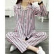 thumbnail image 2 of Pijama de algodón para mujer, cómodo, de manga larga, para pacientes encamados, hospitalizados y en casa (rayas rosas y blancas, talla M), 2 of 8