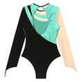 thumbnail image 6 of YONGHS Gymnastics Leotard For Women Gymnastics Long Sleeve Ballet Acrobatics Performance Bodysuit Blue Green L, 6 of 7