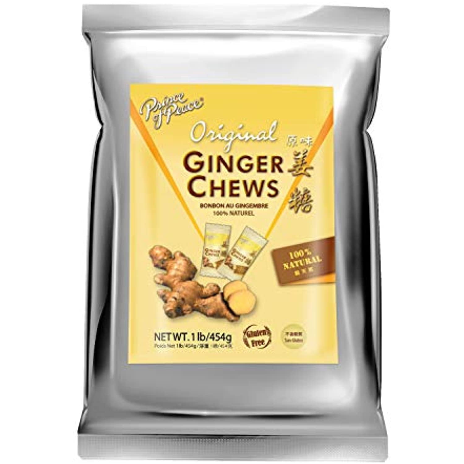 Prince Of Peace Original Ginger Chews, 1 Lb. – Candied Ginger – Candy Pack – Ginger Chews Candy – Natural Candy – Ginger Candy For Nausea