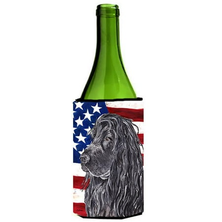 

Cocker Spaniel Black Usa American Flag Wine bottle sleeve Hugger - 24 oz.