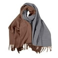 thumbnail image 2 of SYMOID Wool Scarf for Women Khaki - Reversible Fringed Edge Soft Wool, Warm for Winter Cold Weather, One Size Fits All Stylish for Daily Outings & Office,Size Free Size, 2 of 5