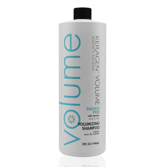 KERAGEN - Champú Voluminizador para Cabello Fino con Queratina Colágeno y Aceites Orgánicos Sin Sulfato 32 Oz