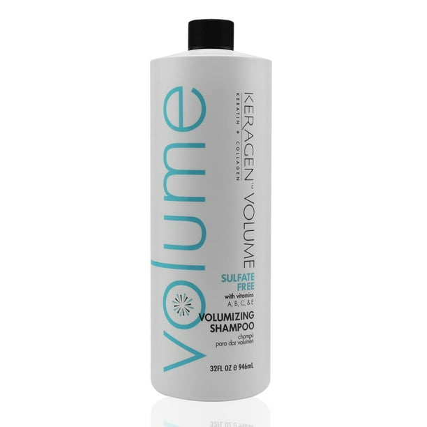 KERAGEN - Champú Voluminizador para Cabello Fino con Queratina Colágeno y Aceites Orgánicos Sin Sulfato 32 Oz