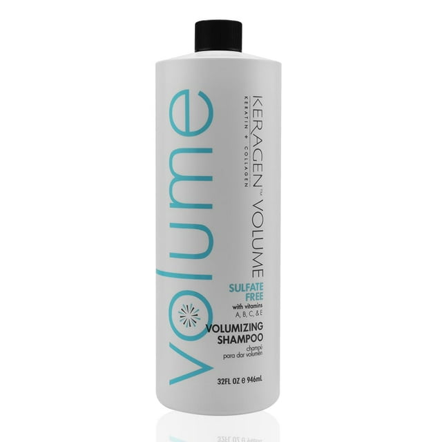 KERAGEN - Champú Voluminizador para Cabello Fino con Queratina Colágeno y Aceites Orgánicos Sin Sulfato 32 Oz