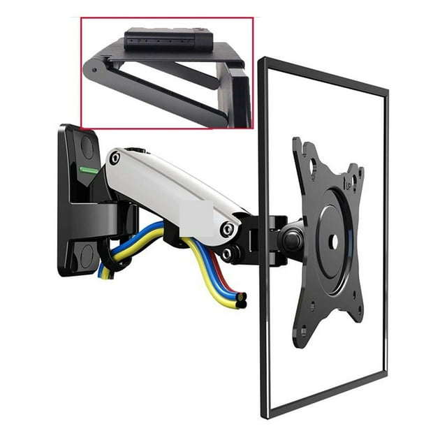 F120 17-27" Gas Spring Full Motion TV Wall Mount Bracket LCD Monitor Stand Aluminum Arm Bracket Silver 360 Rotate ,Easy to Use