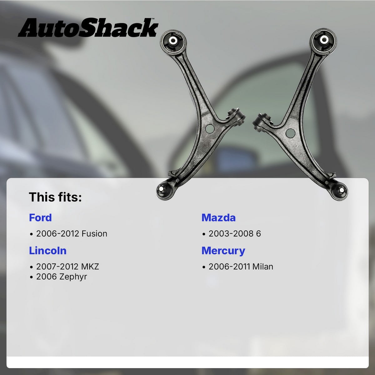 AutoShack Front Upper Control Arms and Ball Joint with Bushings | Replacement for 2006-2012 Ford Fusion 2007-2012 Lincoln MKZ 2006-2011 Mercury Milan | 2-PC