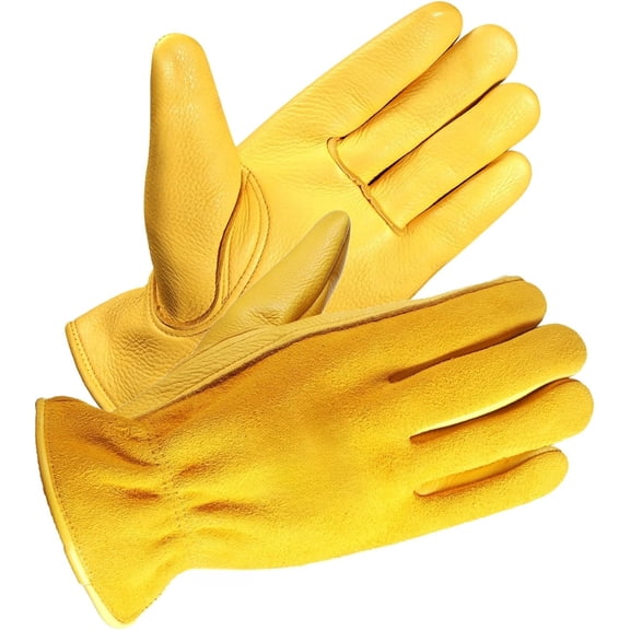 Full Grain Deerskin Leather Gloves for Men and Women, Extra Soft and Hands Protection, 3D Ergonomic Design