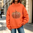 thumbnail image 2 of Halloween Sweatshirts For Women Pumpkin Graphic Mock Neck Pullover Top Fall Halloween Pullover Tops (Orange1 S), 2 of 5