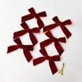 thumbnail image 5 of 6 Pcs Medium Red Velvet Christmas Bows – Burgundy Xmas Ribbon for Tree, Wreath, Garland & Gift Wrapping – Holiday Home Decor, Coffee, Bows, 5 of 9