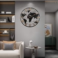 thumbnail image 5 of 36 Inch Extra Giant Large Black Metal Wall Clock, Modern Silent World Map Wall Clock with Vintage Gold Roman Numeral, Decorative for Living Room, Entryway, Dinning Room, Bedroom, 5 of 9