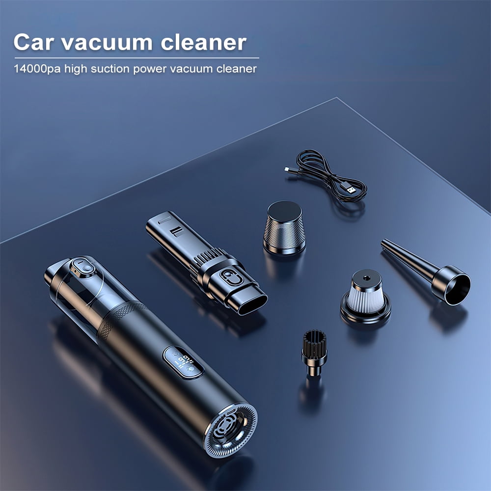 MDHAND V12 Cordless Car Vacuum Cleaner Suction Power 14000PA, 4 in 1 Portable Mini Vacuum Cleaner, Type-C Charging, 2 Suction Modes, Handheld Vacuum Cleaner for Car, Office Desk, Keyboard, Black