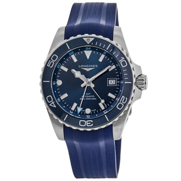Longines HydroConquest GMT Blue Dial Rubber Strap Men's Watch L3.790.4.96.9