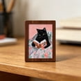 thumbnail image 5 of Reading Cats Mini Framed Wall Art – Floral Cat Print Wood Decor,D, 5 of 6