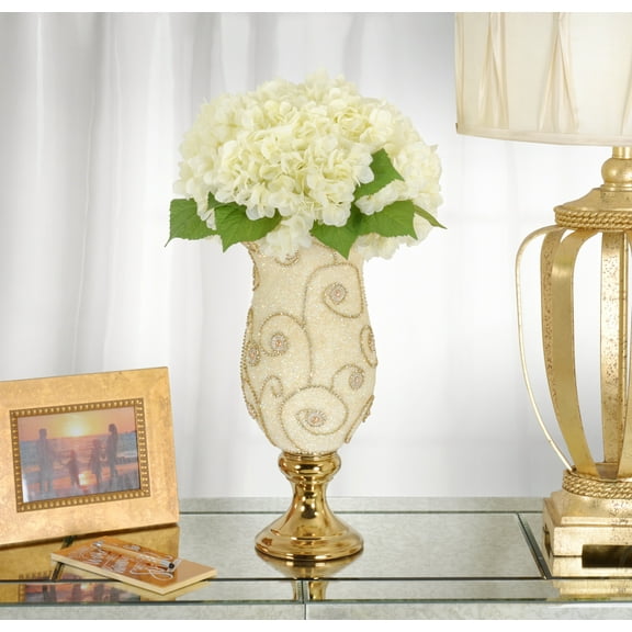 Pearl And Swirl Golden Chalice Vase