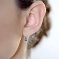 thumbnail image 4 of 10k White Gold Genuine Pear-Shape Tanzanite and Diamond Curved Halo Drop Earrings, 4 of 5