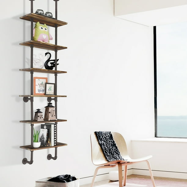 Costway 6 Shelf Rustic Pipe Shelving Unit Vintage Industrial Pipe