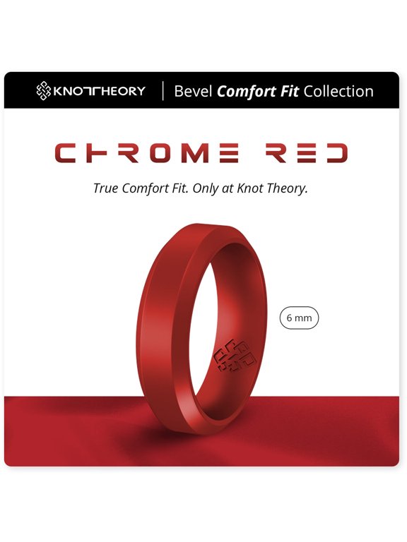 Satin Red Bevel Edge Breathable Silicone Ring for Men and Women 6mm Bandwidth