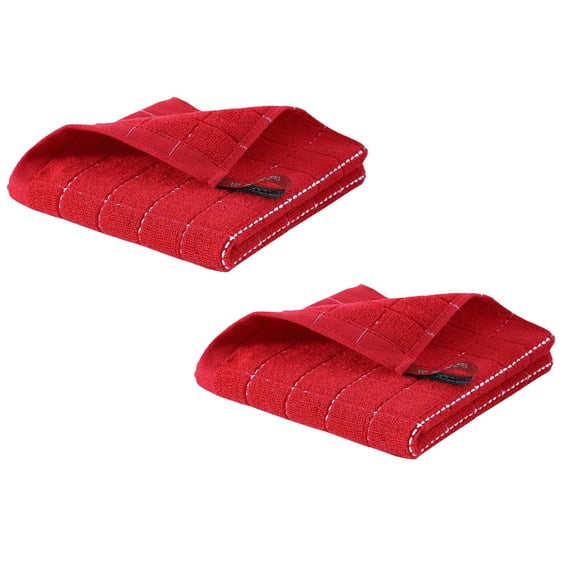 2 Pcs Cotton Terry Kitchen Dish Cloths, Ultra Soft and Absorbent Dish Towels for Kitchen, Perfect for Drying and Washing Dishes, 12x12 Inch, Red