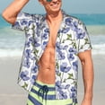 thumbnail image 5 of KLL Men's Hawaiian Shirt Short Sleeve Button Down Beach Shirts-Blue Flax Flowers, 5 of 5
