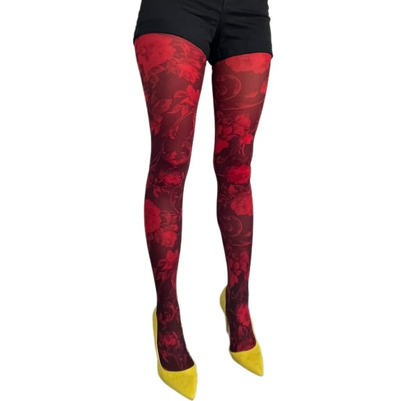 Red Floral tights for Women
