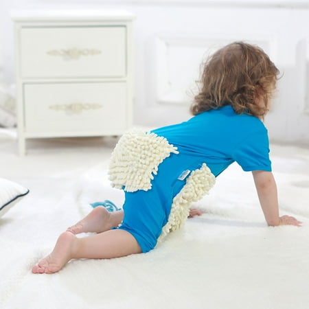

Yubatuo Baby Mop Floor Cleaning Onesie Toddler Girl Infant Jumpsuit Short-Sleeved Onesie For A Crawling Baby Blue 73