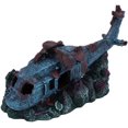 thumbnail image 1 of Wreck Aquarium Decorations, Helicóptero Wreck Resin Fish Tank con cueva oculta Paisajismo submarino Acuario Hunter Dañado Fighter Plane Ornament JAMW Sencillez, 1 of 5