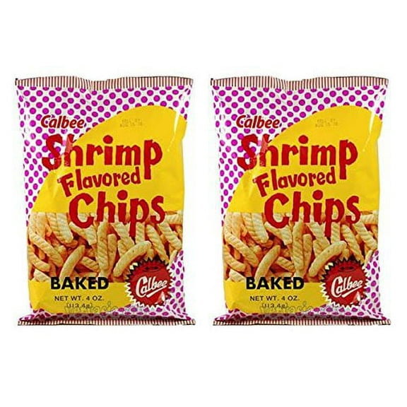 NineChef Bundle - Calbee Shrimp Flavored Backed Chips 4 oz (Pack of 2)   1 NineChef Brand Long Handle Spoon
