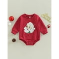 thumbnail image 4 of Douhoow Infant Baby Christmas Romper Boys Girls Long Sleeves Cartoon Santa Print Jumpsuit, 4 of 9