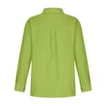 thumbnail image 5 of Knosfe Button Down Shirts for Women Lapel Long Sleeve Cotton Linen Tops Causal Lightweight Comfy Fall Blouse Tees Green L, 5 of 7