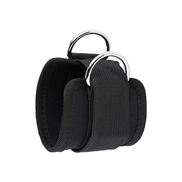 Correa de tobillo para máquina de cable, banda de resistencia ajustable para mujeres y hombres, accesorios para ejercicios de cadera, doble anillo en Negro shamjiam Correa de tobillo