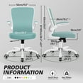 thumbnail image 3 of COOLHUT Ergonomic Office Chair, Home Office Desk Chair, Comfort Mesh Task Chair with Adjustable Lumbar Support and Flip up Arms, Light Blue, 3 of 16