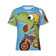 thumbnail image 3 of Naloa Dinosaur Riding a Motorcycle Men's T-Shirt Sport T-shirt Men's Basic Tee Casual Men's Shirt, Round Neck, Short Sleeves - X-Large, 3 of 5