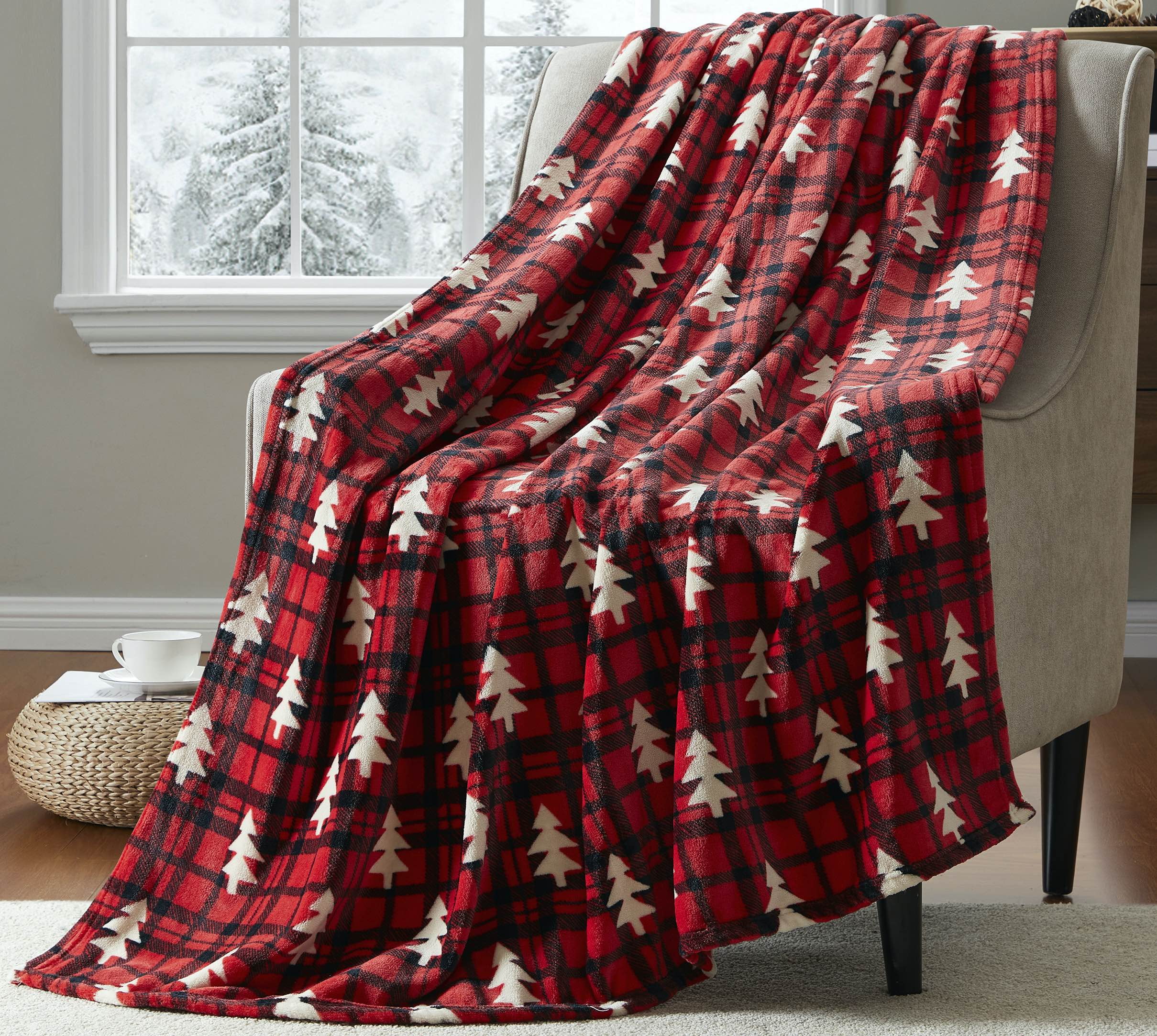 NEW Super Soft ‘Christmas Tree’ Throw Plaid Holiday Blanket 