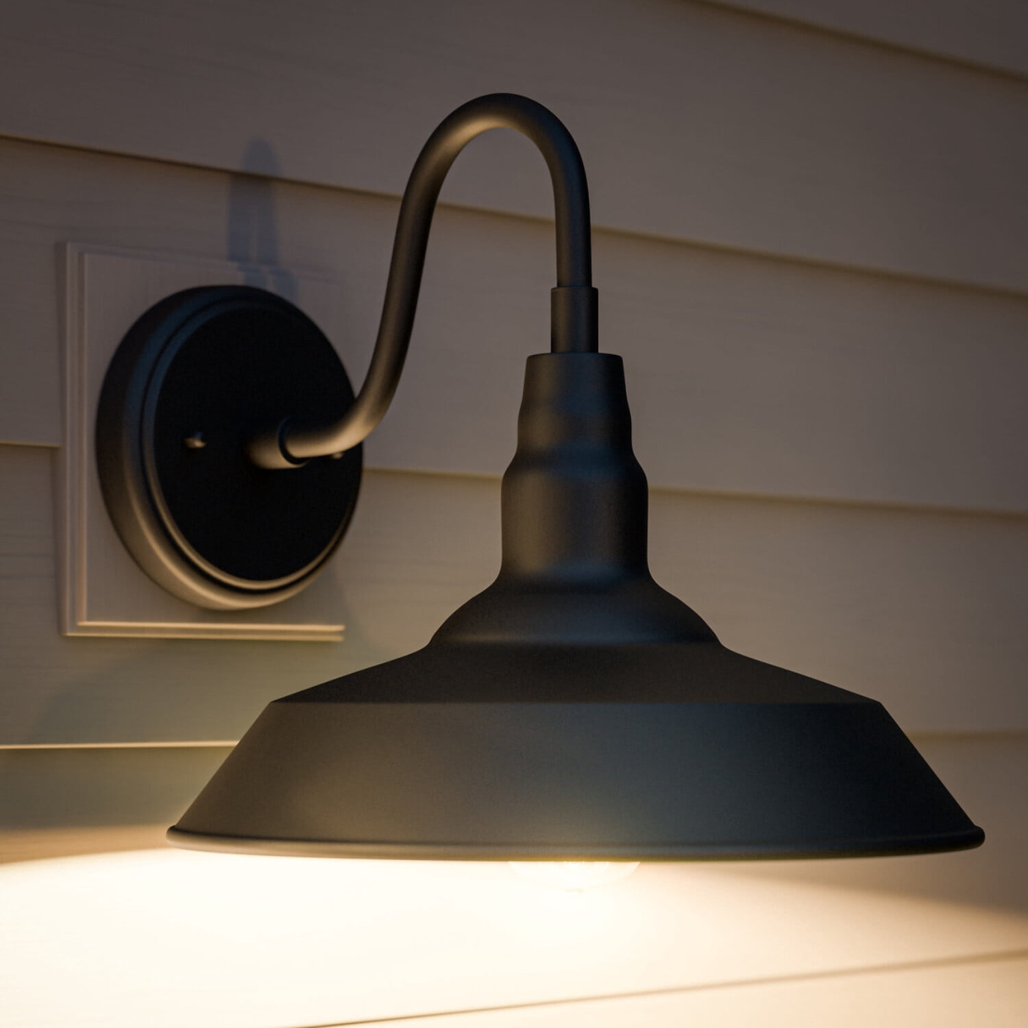 Kenroy Home Dale 14'' Outdoor 1-Light Wall Sconce Light Fixture with Black Metal Round Shade for Front Door, Patio, or Porch, Black