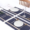 thumbnail image 4 of WWW Heat-Resistant Placemats, Set of 4,Stain Resistant Washable PVC Table Mats,Kitchen Table mats for Dining Kitchen Table Navy Blue, 4 of 6