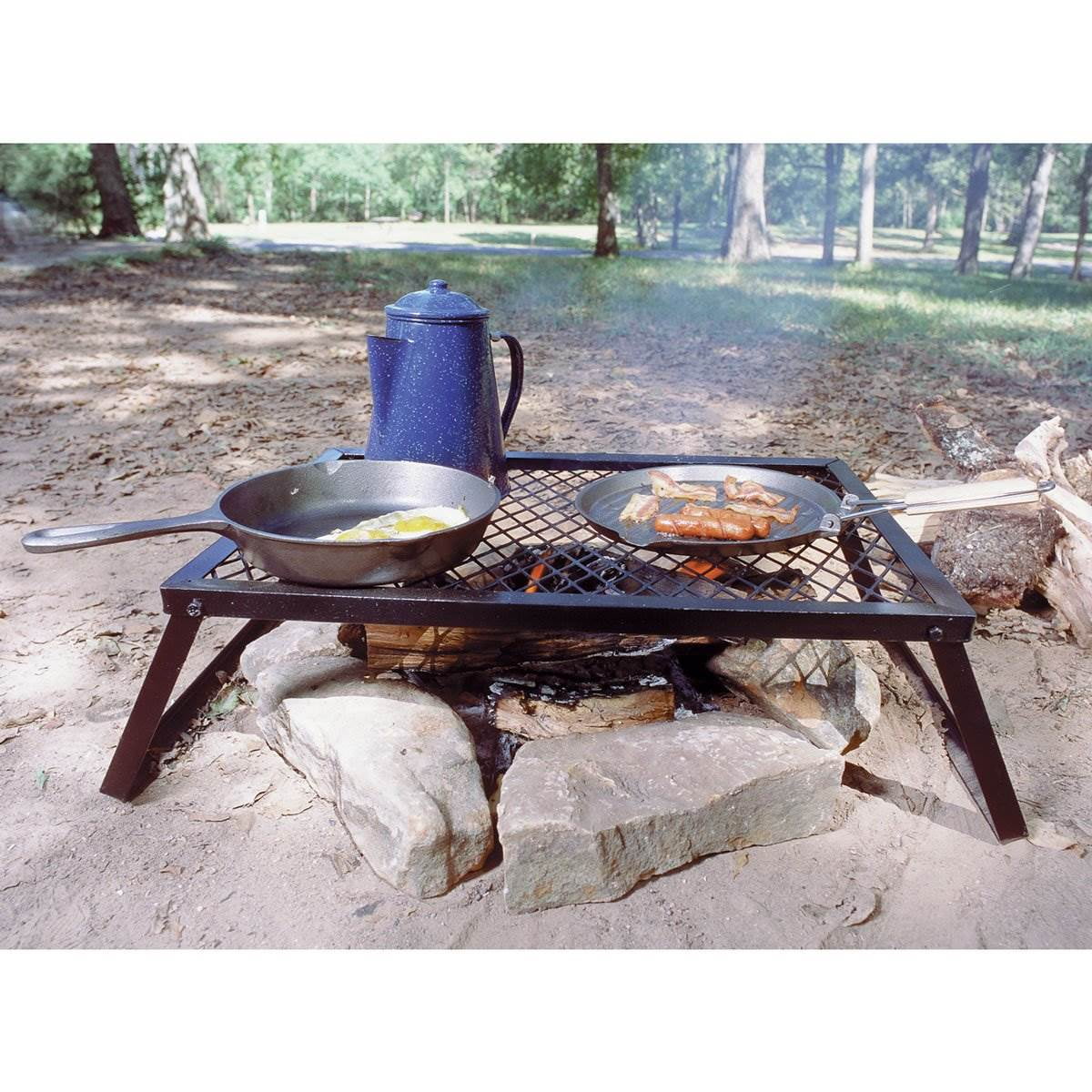 Heavy Duty Over Fire Grill Camping Outdoor Foldable Sturdy 24" x 16" BBQ Large 