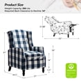 thumbnail image 3 of Push Back  Recliner Chair Set of 2 Wingback Manual Fabric Upholstered  Home Theater Plaid Navy, 3 of 9
