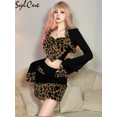 thumbnail image 2 of Sylcue Robe Deux Pièces en Laine Imprimé Léopard Aguichant Charme Mature Chaud Soirée Queen Automne Voyage Rétro Tendance pour Femmes, 2 of 5