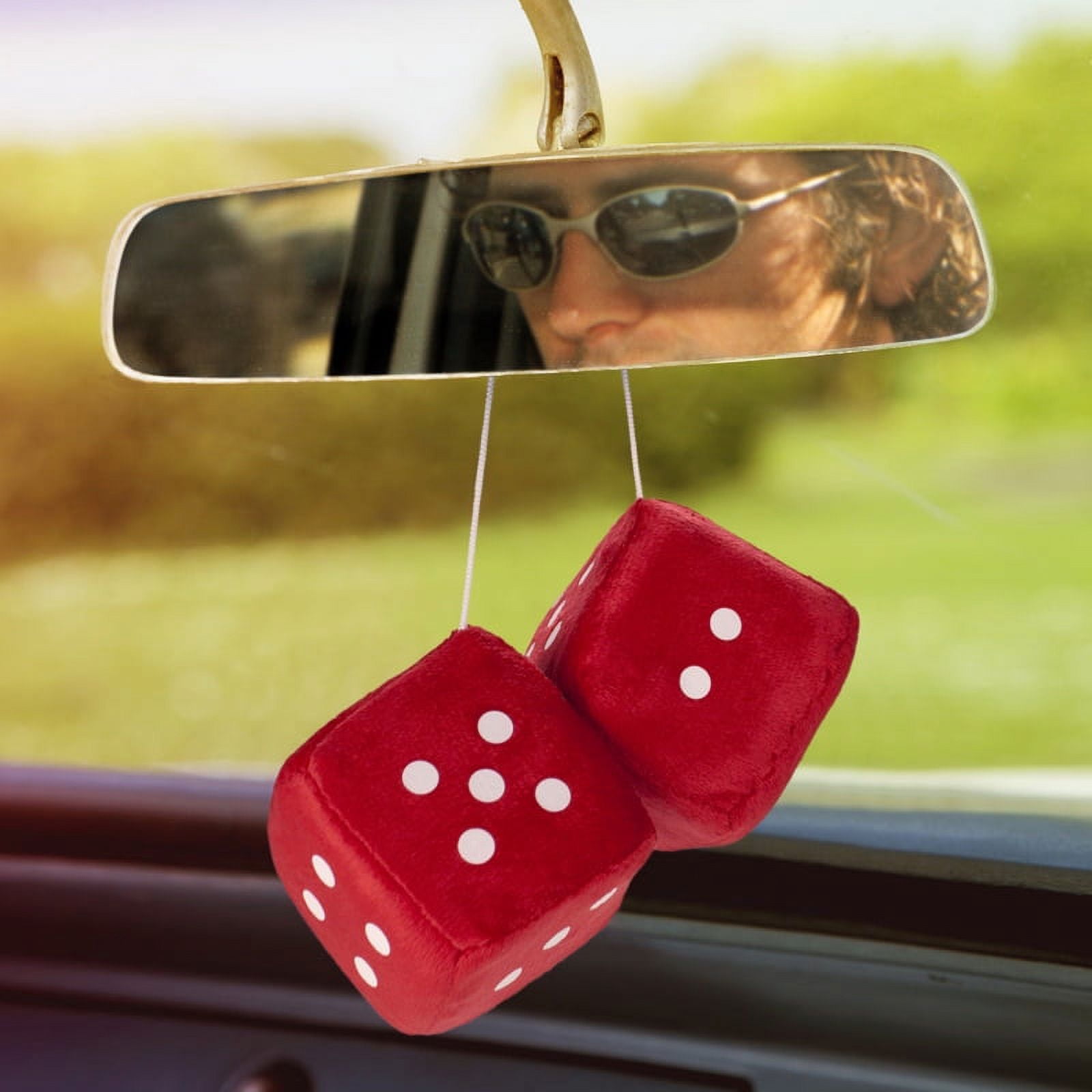 Brybelly Holdings MDIC-001 Pair of Red 3 in Hanging Fuzzy Dice