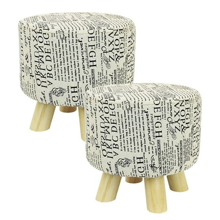 Dl Furniture 2 Piece Round Ottoman Foot Stool 4 Leg Stands Dl Furniture 2 Piece Round Ottoman Foot Stool 4 Leg Stands Shape Linen Fabric Pattern Cover Com