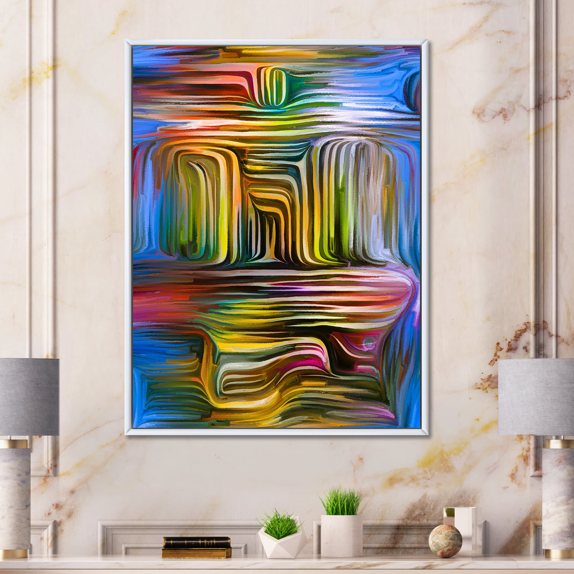 Designart 'Colour Spiral Fusion VIII' Modern Framed Canvas Wall Art Print