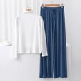 thumbnail image 2 of fatyb Lounge Outfits for Women Casual Mock Neck Tops Wide Leg Comfy Pants Womens Matching Pajama Sets, 2 of 3