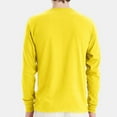 thumbnail image 4 of Hanes Essential-T Men's Long Sleeve T-Shirt | Soft Crew Neck 100 Cotton Tee, Athletic Yellow, S, 5 oz, 4 of 5