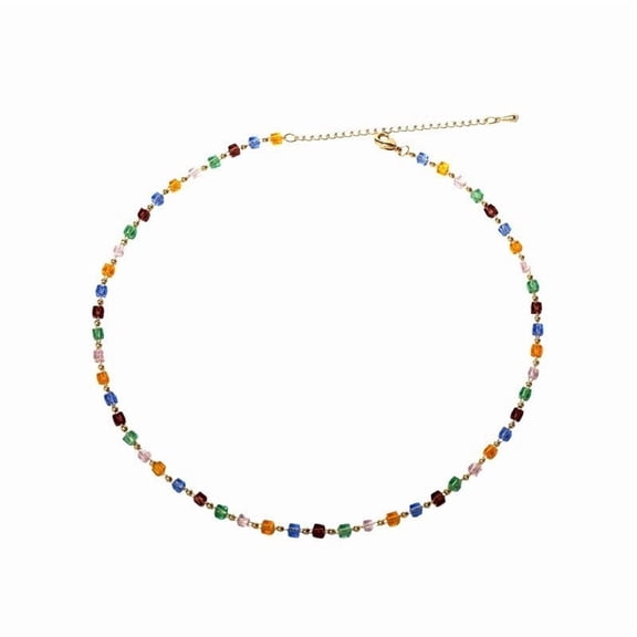 Non Tarnish Beaded Necklaces for Women, Waterproof Handmade Healing Choker Necklace, Colorful Bohemian Gemstone Jewelry, Summer Beach Necklace and Womens Accessories