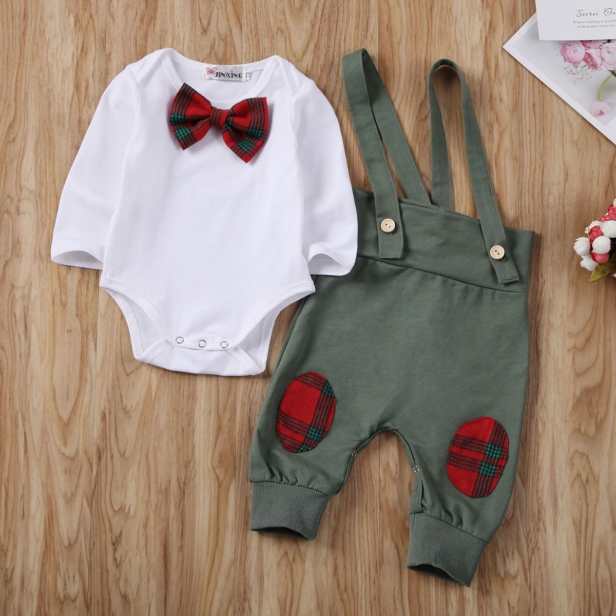 baby boy bow tie romper