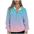 thumbnail image 2 of gbyLJF Women's Half Zip Hoodie Gradient Lapel Long Sleeve Pullover Sweatshirt Casual Quarter Zipper Hoodies, 2 of 5